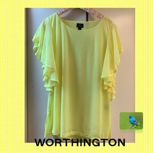 🌻Worthington-Beautiful Ruffle Sleeve Blouse🍋